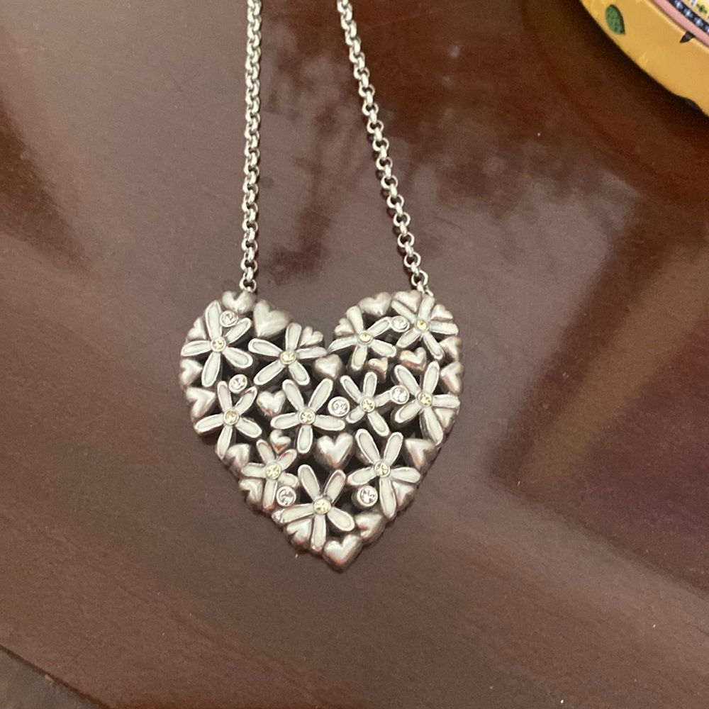 Brighton Silver Floral Heart Necklace